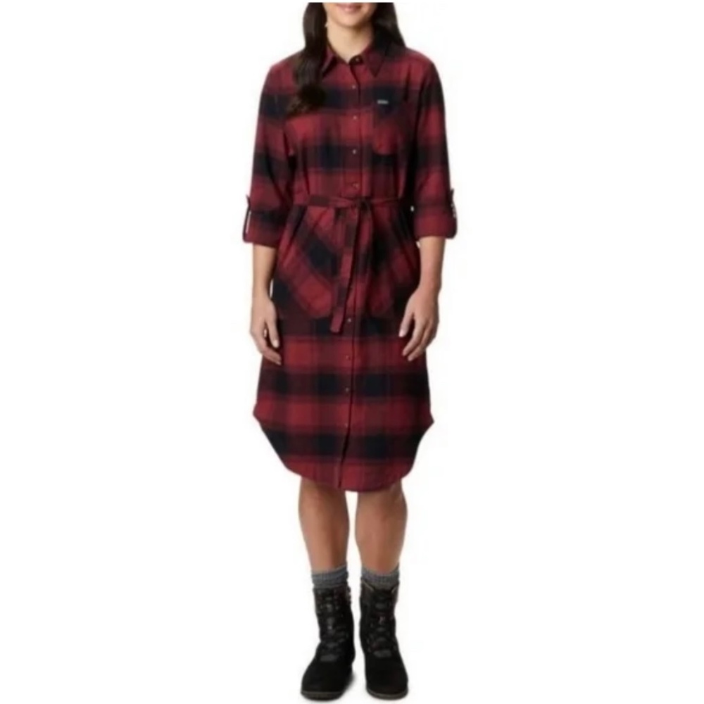 Columbia Women’s Pine Street Shirt Dress Medium Red & Black Plaid